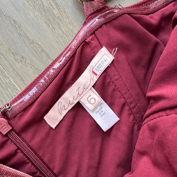 Hutch Burgundy Floral Tiered Maxi Dress, hemmed to midi length - Picture 4 of 12